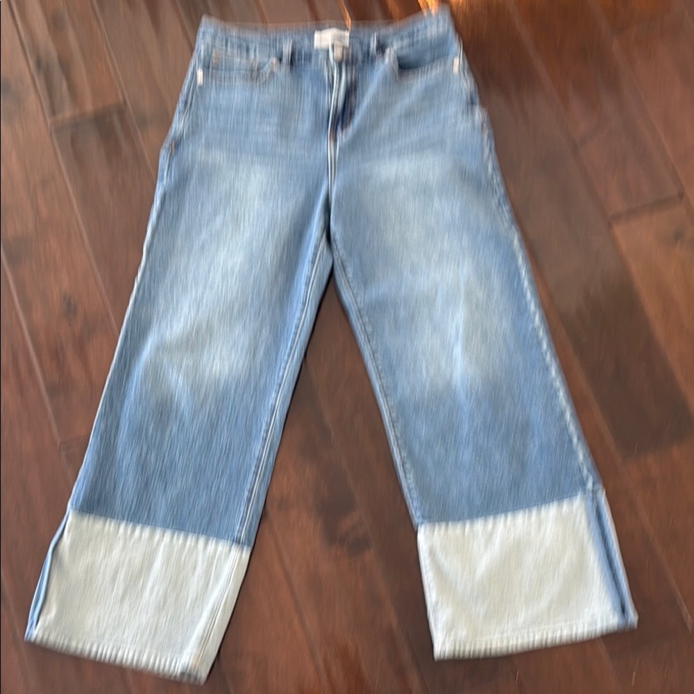 Habitual Contrast Cuff Stylish Two-Tone Wide-Leg Jeans